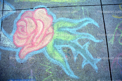Rose, Chalk Painting, Sidewalk, 2nd Iraq War Protest Rally, Crowds, Protesting War