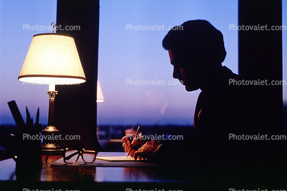 Staying late at the Office, desk, lamp, evening, 1980s