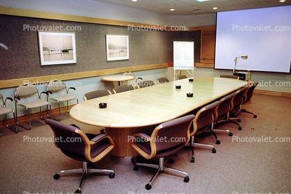 Conference Room, Table, Chairs, overhead projector, screen  walls, 23 August 1985, 1980s