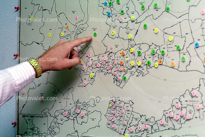 Map, Pointing, finger, strategy, territory, 1980s