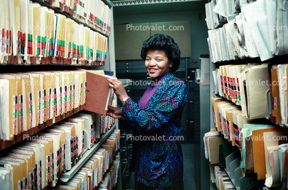 File folders, records keeping, woman, smiles, sorting, records, archives