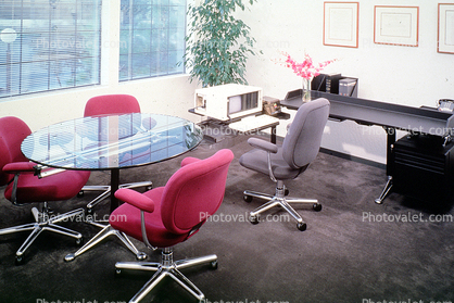 Conference Room, Table, laptop computer, 1980s