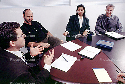 Business Woman, Conference Room, Planning, Strategy meeting, meet, converse, interacting, interaction, conversing, conversation, suits, connecting, table, furniture, Businessman, meeting, conference, man, male, 1990's