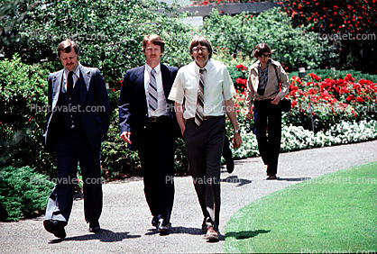 Men, Walking, Outdoors, outside, exterior, 1980s