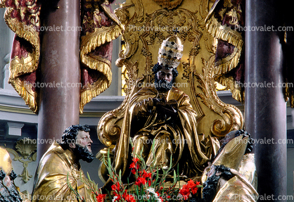 Pope, Figure, Figurines, Gold