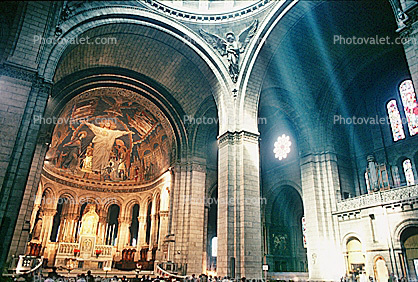 Jesus Christ, Fresco, bar-Relief Angel, Altar, Interior, Sacre Coeur Basilica