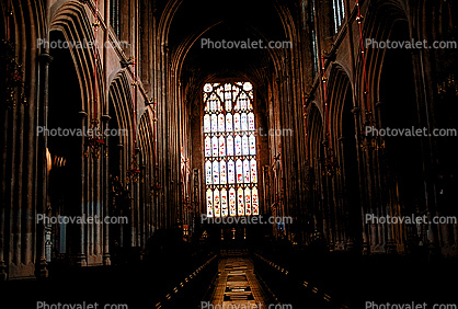 Stained Glass Window, Altar, aisle, Abbey Church of Saint Peter and Saint Paul, Anglican parish church, Bath Somerset, England