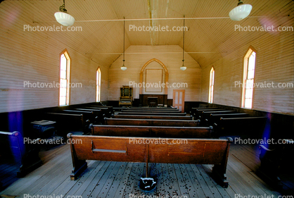 Pew, barren, simple, altar, Church