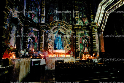 Altar, Mother Mary, Candles, San Xavier Del Bac, Spanish Catholic mission, near Tucson
