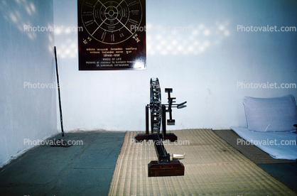 Spinning Wheel, Hridaya Kunj, "abode of the heart", Mohandas Karamchand Gandhi, Ahmedabad, Gujarat, October 2 1988