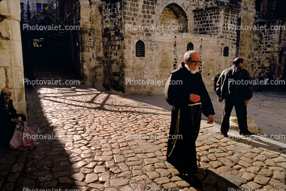 Coblestone Street, Priest, Church of the Holy Sepulchre, Jerusalem