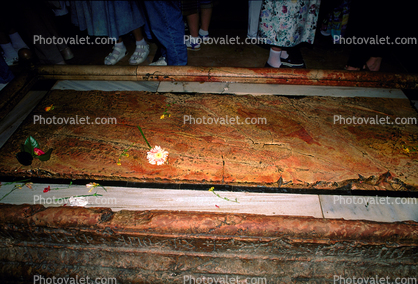 Stone of Anointing, Unction, Polished Red Stone, The Church of the Holy Sepulchre