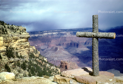 wooden cross over Grand Canyon