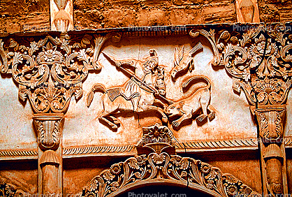 bar-relief, horse, Agha Bozorg Mosque, Kashan