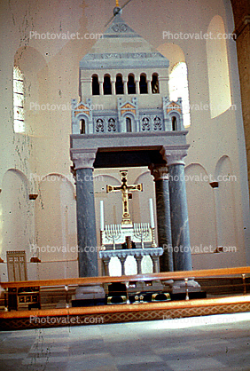 Altar, Cross, Cathedral, inside, interior, indoors