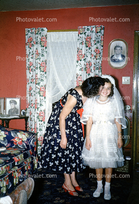 First Holy Communion, girl, dresses, formal, 1940s