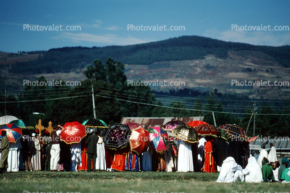 Umbrellas, Women, Mountain, Addis Ababa