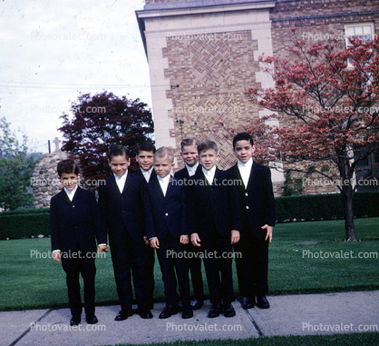 boys, first holy communion, catholic, 1960s