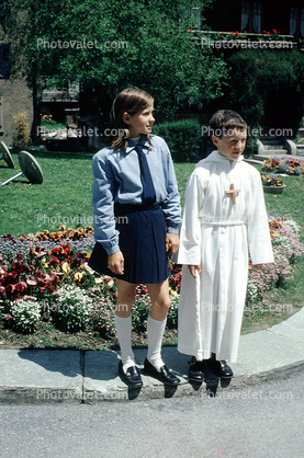 Catholic school girl and boy, Zermatt