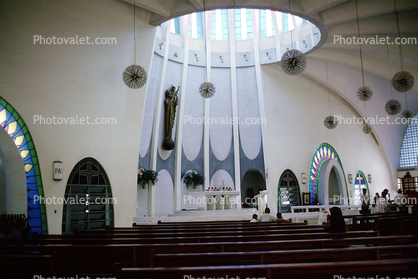 Arch, Interior, Altar, Pews, Modern