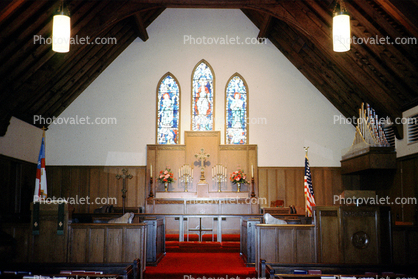 Stained Glass Window, Altar, Candles