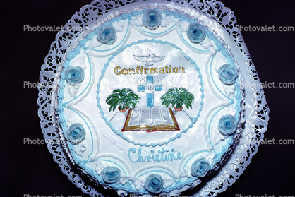 Confirmation Cake, Dove, Round, Circular, Circle, Christine
