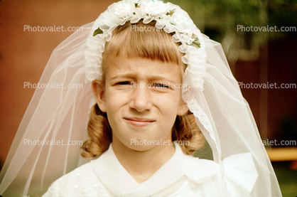 Girl at her First Holy Communion, Face, 1950s