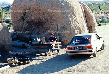 Campsite, Camping, boulders, Car, Joshua Tree National Monument