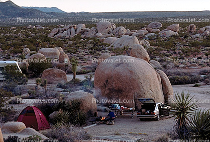 Evening, Campsite, Camping, boulders, Car, Joshua Tree National Monument