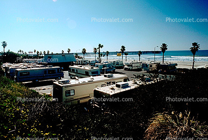 Motorhome, beach, sand, Oceanside, California