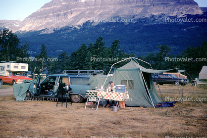 Tent, Table, Station Wagon, Cars, vehicles, 1960s