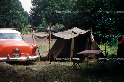 Buick Ninety Eight, 98, Oldsmobile, Car, Tent, Campsite, Indiana, 1953, 1950s