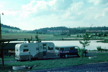 Mallard Camper Trailer, Pick-up Truck, Willow Lake Resort, Raphine North Carolina, June 1979, 1970s