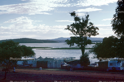 Tents, Trees, Lake, Mallacoota Inlet Australia, April 1982