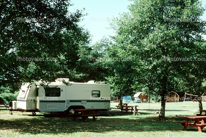 Trailer, Trees, Forest, Lincoln City KOA Camground, Oregon, August 1994
