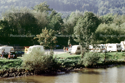 river, water, edge, forest, trailers, lake, Neckar Gemuend Germany
