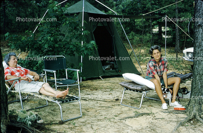 Tent, Girl, Female, Feminine, woman, lady, Adult, Person, Old, Historic, Buggs Island, June 1962, 1960s