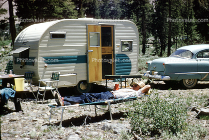 Trailer, Campsite, Campground, Car, Automobile, Vehicle, August 1959, 1950s