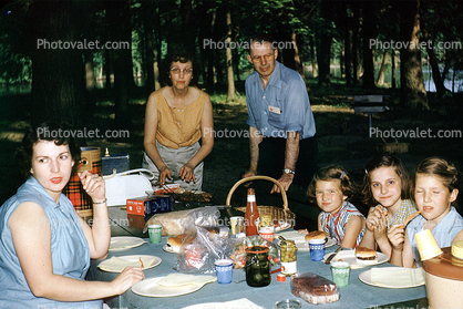 Eating Dinner, Girls, Table, Akron Ohio, 1950s
