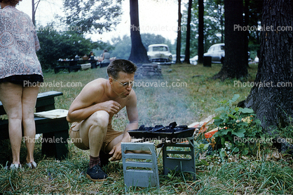 Man Lighting a BBQ, 1950s