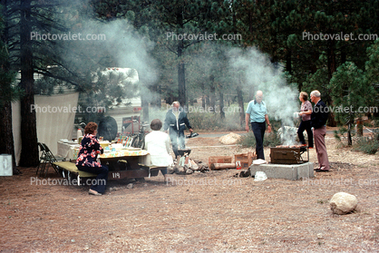 Open Pit Fire, Smoke, Forest, October 1976, 1970s