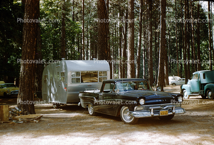 Ford Ranchero, Trailer, Campsite, 1959, 1950s