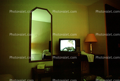 Television, Lamp, Mirror