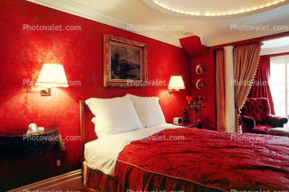 Bed, Bedroom, Lamps, Pillows