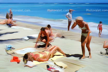 Sun Worshippers on the Sandy Beach, Abstract