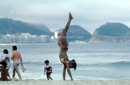 Lady doing a Handstand, Copacabana Beach, Rio de Janeiro