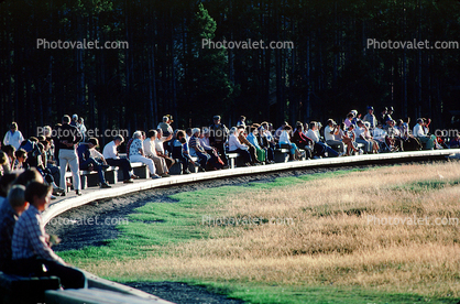 Crowds waiting for Old Faithful to Erupt
