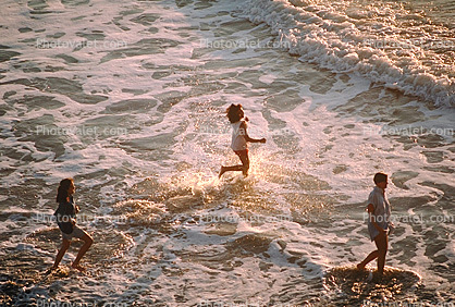 Ocean-Beach, beach, sand, ocean, people running, playing, splash