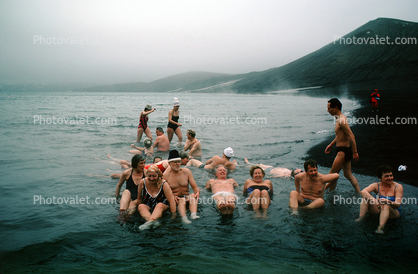 bathing, cold, Black Sand, Beach, Hot Springs, volcanic, Deception Island, Antarctica