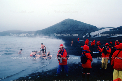 Swimming, Black Sand, Beach, Hot Springs, volcanic, Deception Island, Antarctica